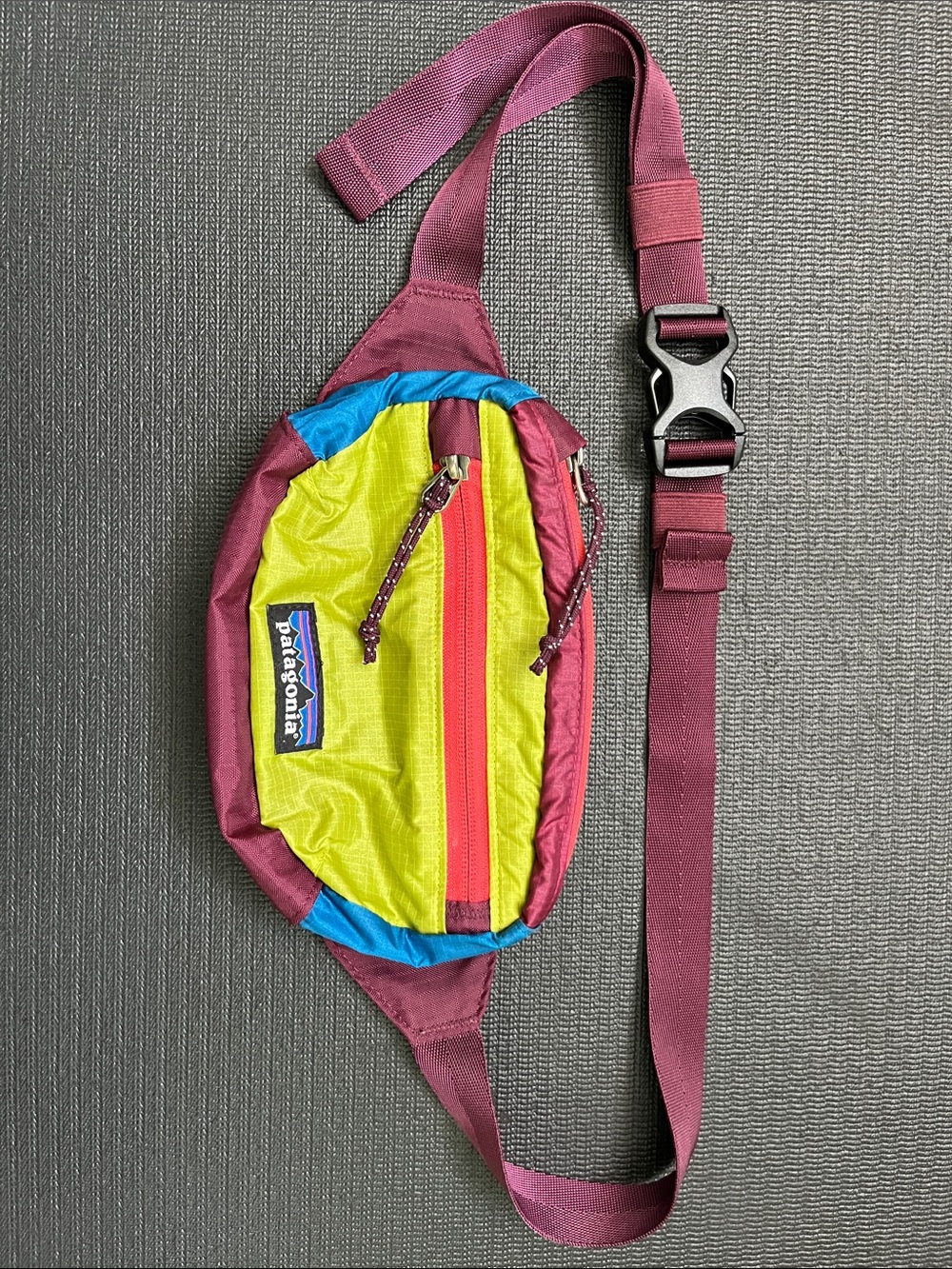 Patagonia Colorblock Mini Waist Pack - Lime, Burgundy & Blue Accents